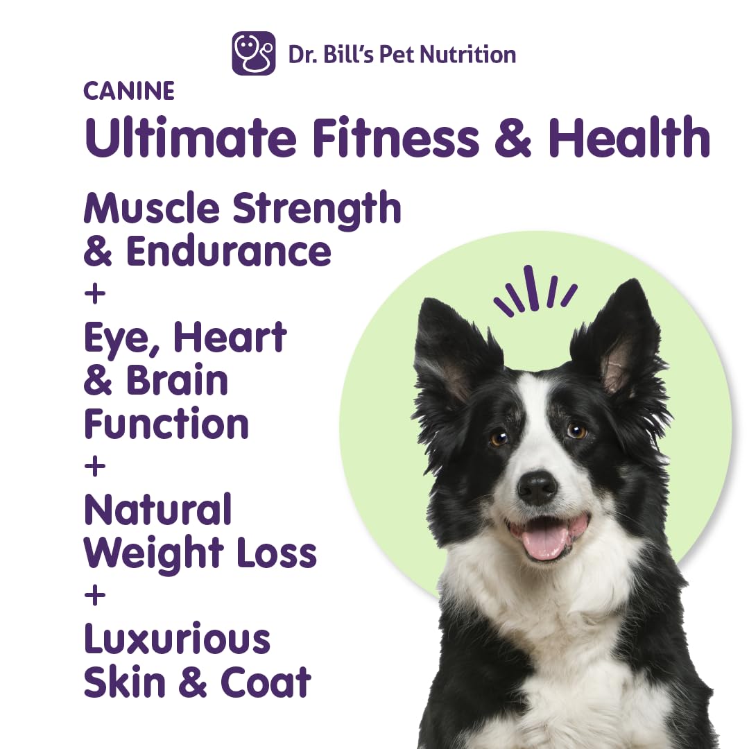 Etiqueta clara en frasco de Dr. Bill's Canine Ultimate Fitness