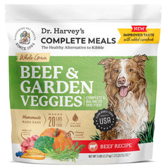 Dr. Harvey's Beef & Garden Veggies, paquete de comida para perros, fuente de carne real.