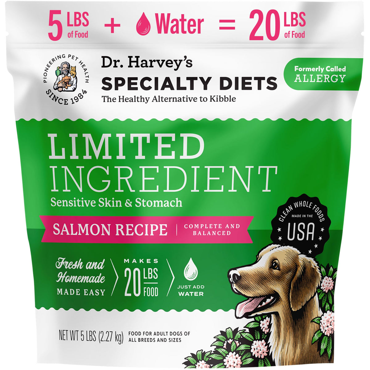 Dr. Harvey's Dieta Limitada con salmón e ingredientes naturales para sensibilidades.