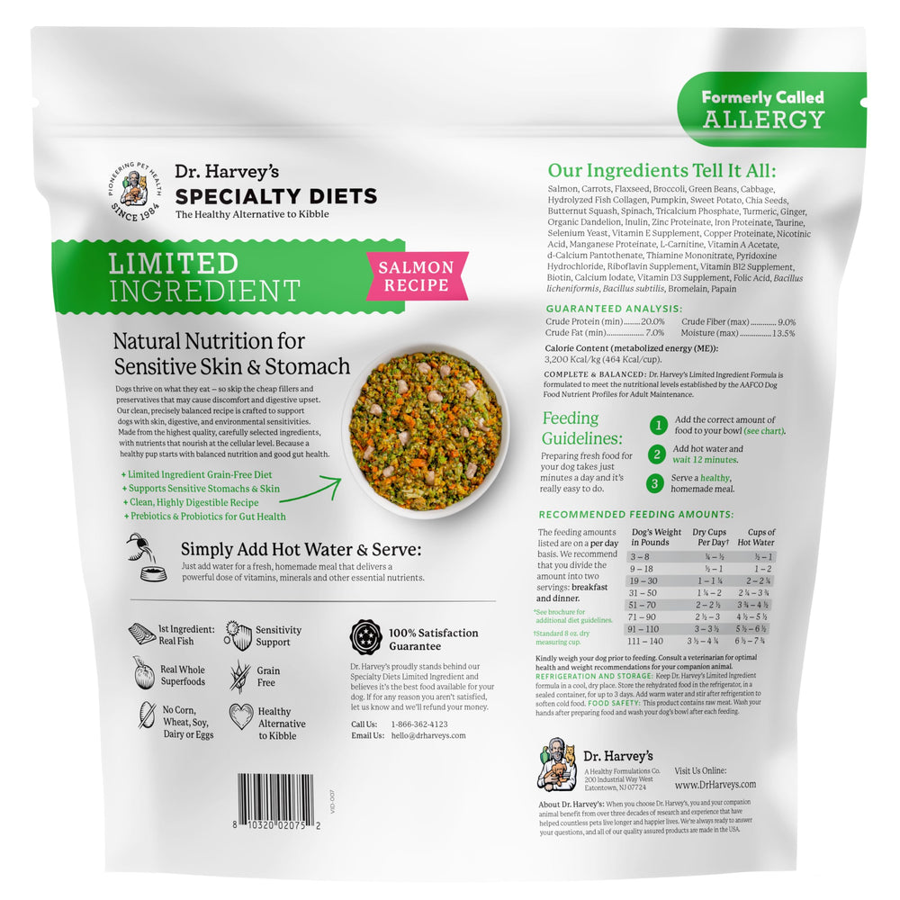 Uso diario de Dr. Harvey's Salmón para sensibilidades alimentarias.