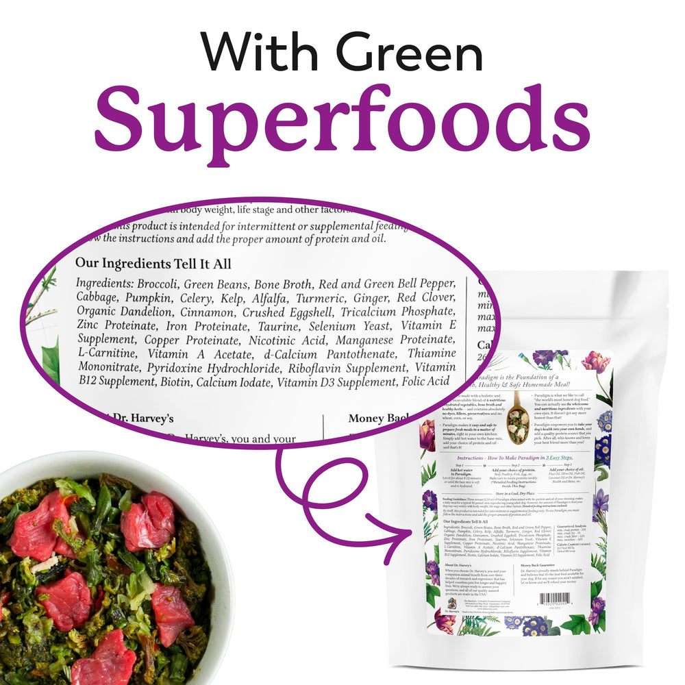 Dr. Harvey's Paradigm Green Superfood saco de 6 libras para múltiples comidas.