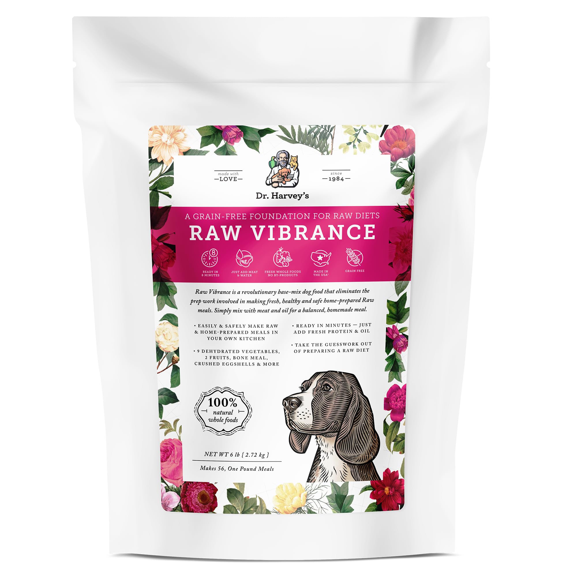 Dr. Harvey's Raw Vibrance base deshidratada para dieta cruda del perro, nutrición completa.