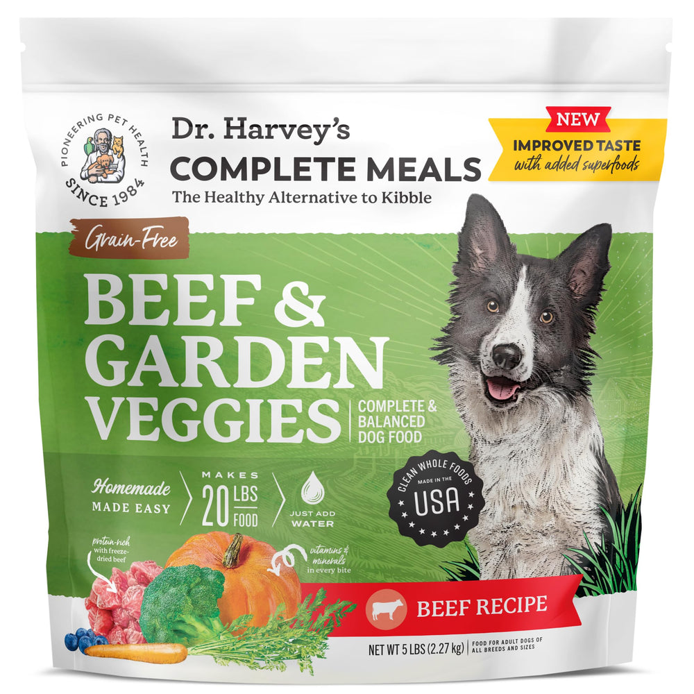 Dr. Harvey's res y verduras deshidratadas: proteína real para una comida completa.