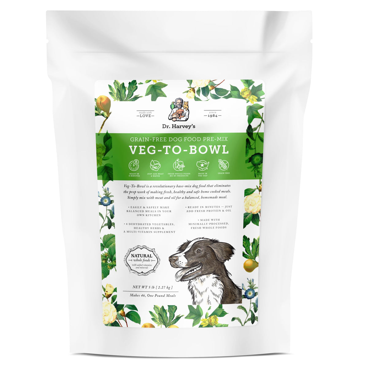 Dr. Harvey’s Veg-to-Bowl, mezcla base deshidratada, lista para crear comidas caseras equilibradas.