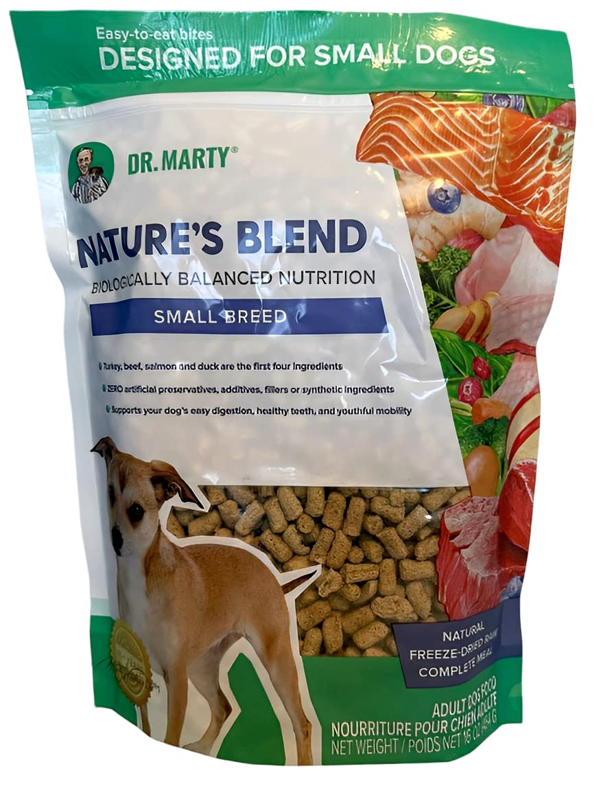 Dr. Marty Mezcla Naturaleza: bocados pequeños para razas pequeñas, convenientes y fáciles de servir.
