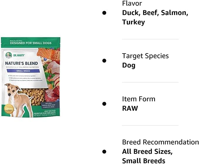 Dr. Marty Mezcla Naturaleza: ingredientes con fruta y verdura para energía diaria del perro.