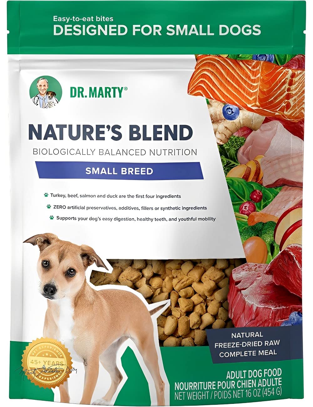 Dr. Marty Mezcla Naturaleza: trozos carne real para perros pequeños, nutrición equilibrada.
