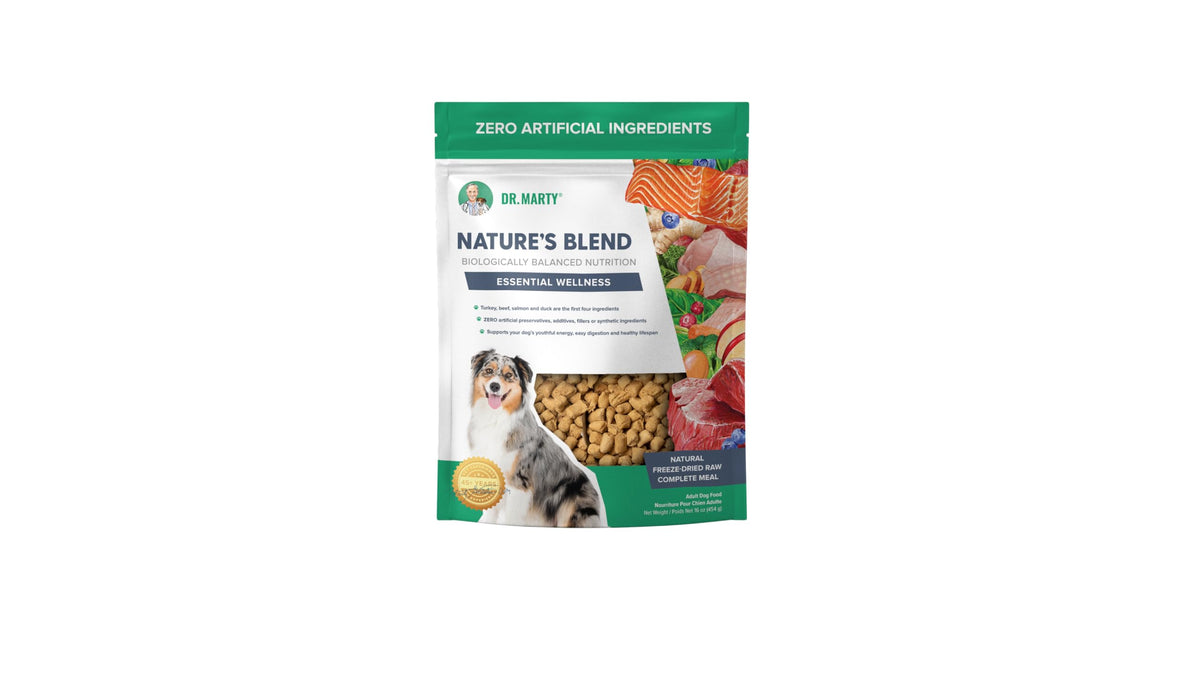 Dr. Marty Nature's Blend Essential Wellness 454 g: comida liofilizada para perros que apoya digestión y vitalidad