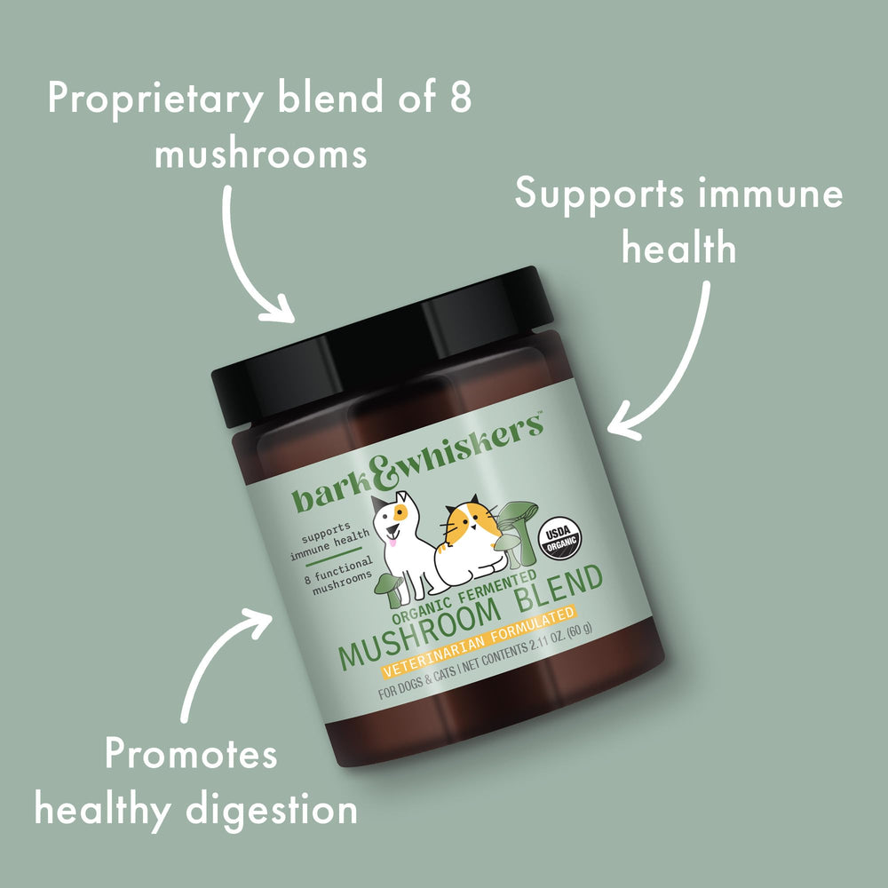 Dr. Mercola Bark Whiskers antioxidantes naturales para mascotas saludables.