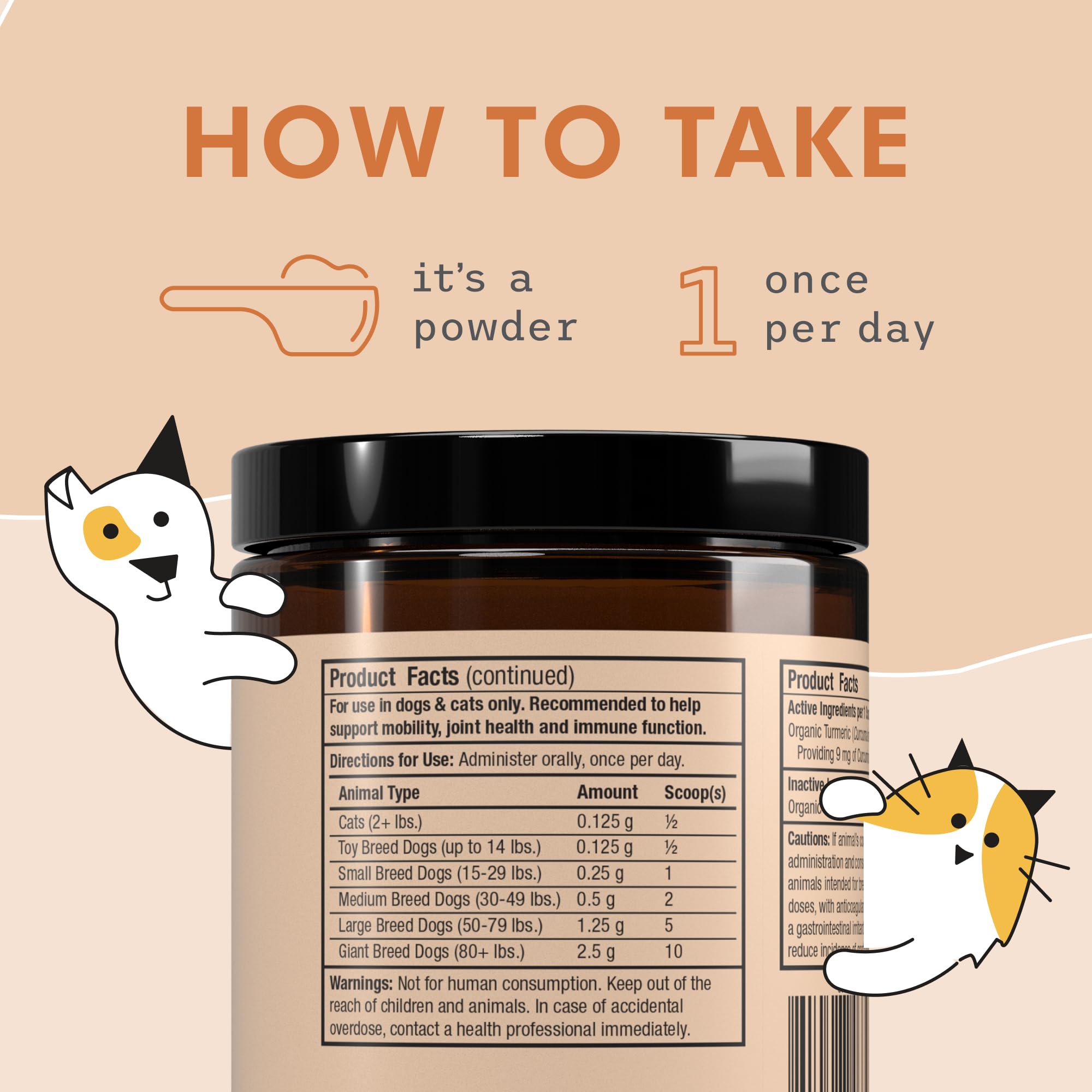 Producto sin OGM, gluten ni soja de Bark & Whiskers Curcumin certificado.