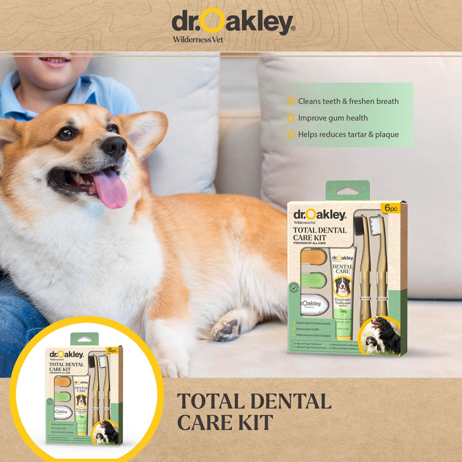 Pasta dental enzimática natural de Dr. Oakley para perros, sabor a elección.