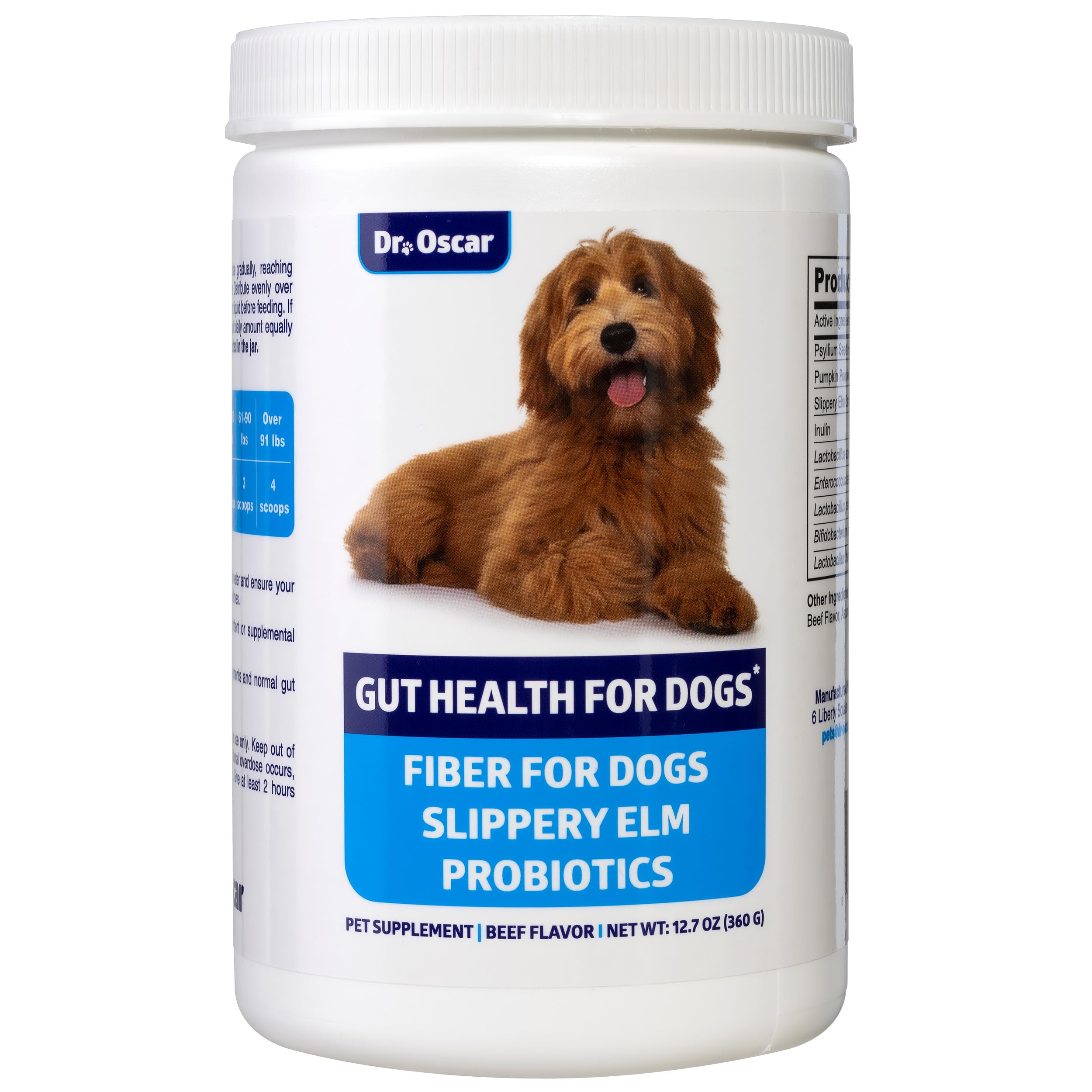 Dr. Oscar Salud Digestiva para Perros, bote de polvo, posible apoyo a la función intestinal.