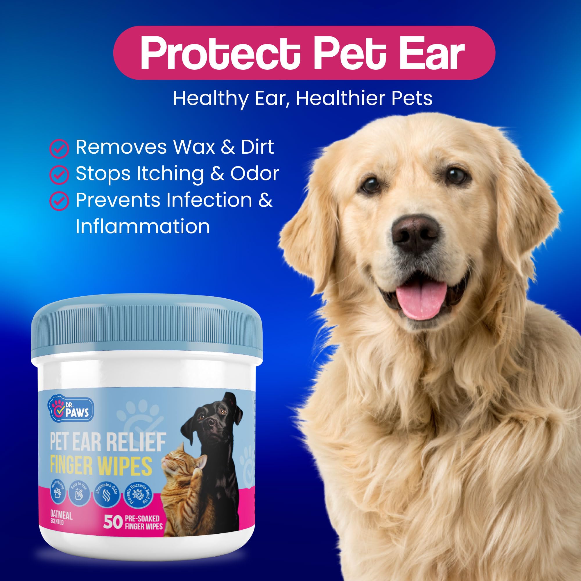 Dr. Paws Choice: limpiador orejas perro y gato, elimina olores con delicadeza.
