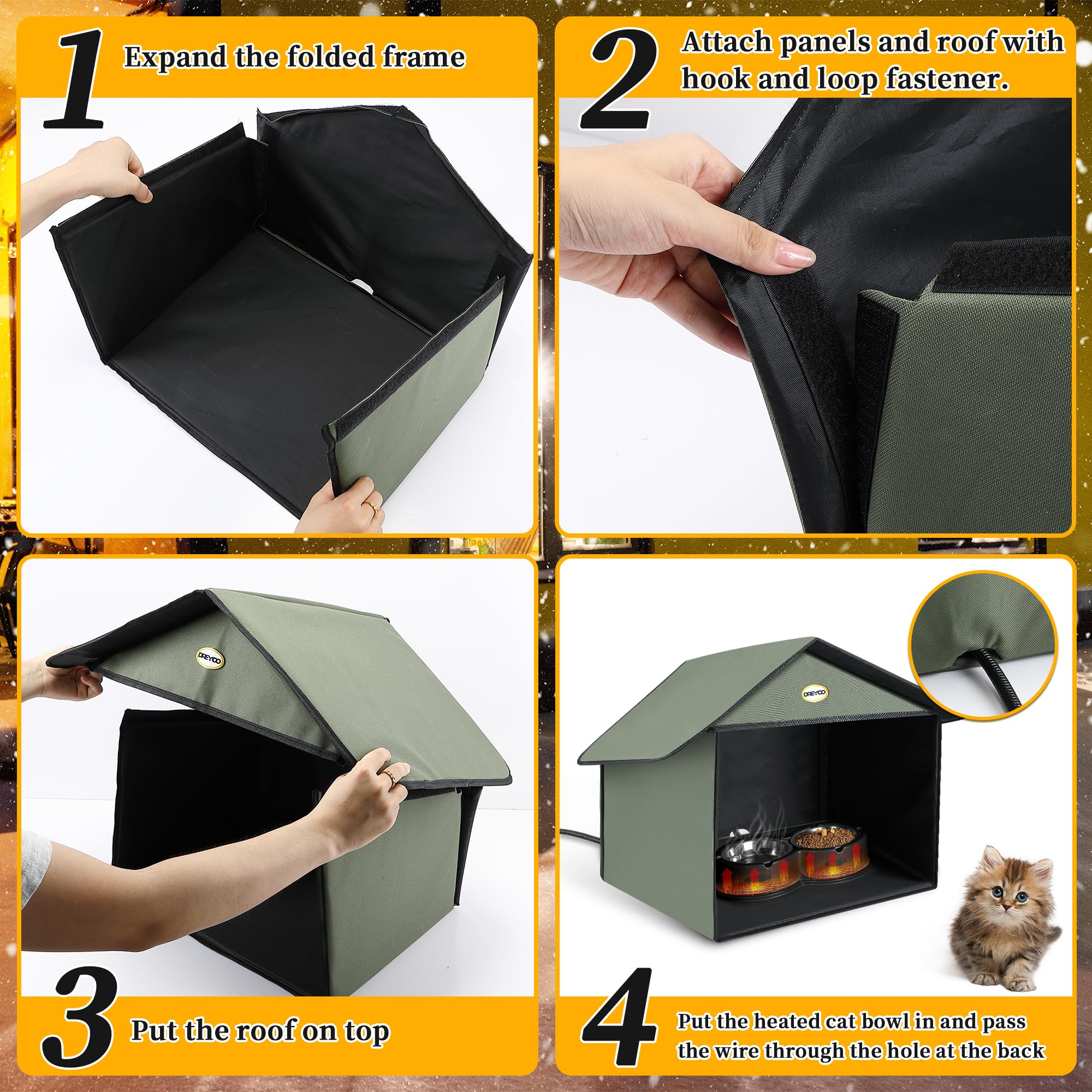 Montaje fácil con velcro de Dreyoo, sin herramientas.