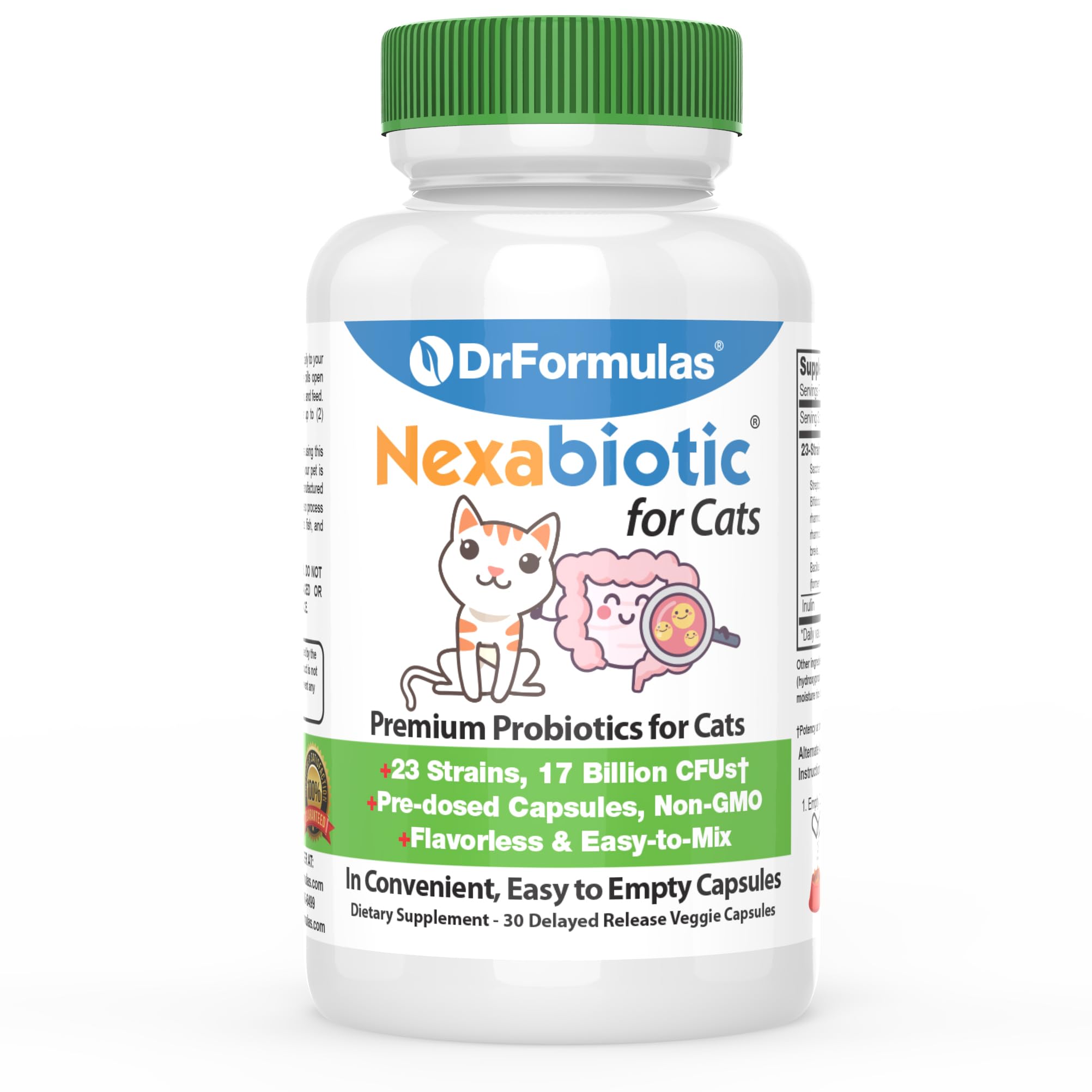 DrFormulas Nexabiotic para gatos, frasco de polvo, apoyo digestivo suave