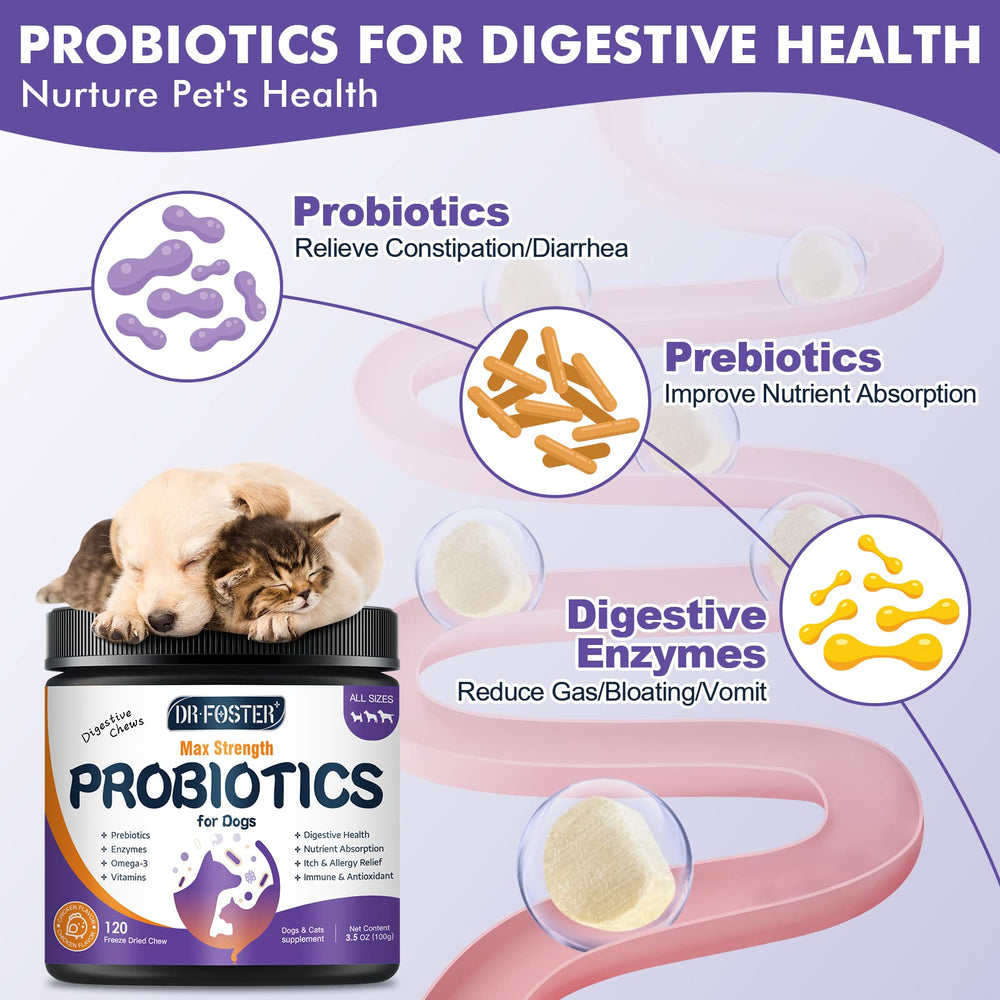 DRFOSTER probióticos para perros con antioxidantes para apoyo inmunológico.