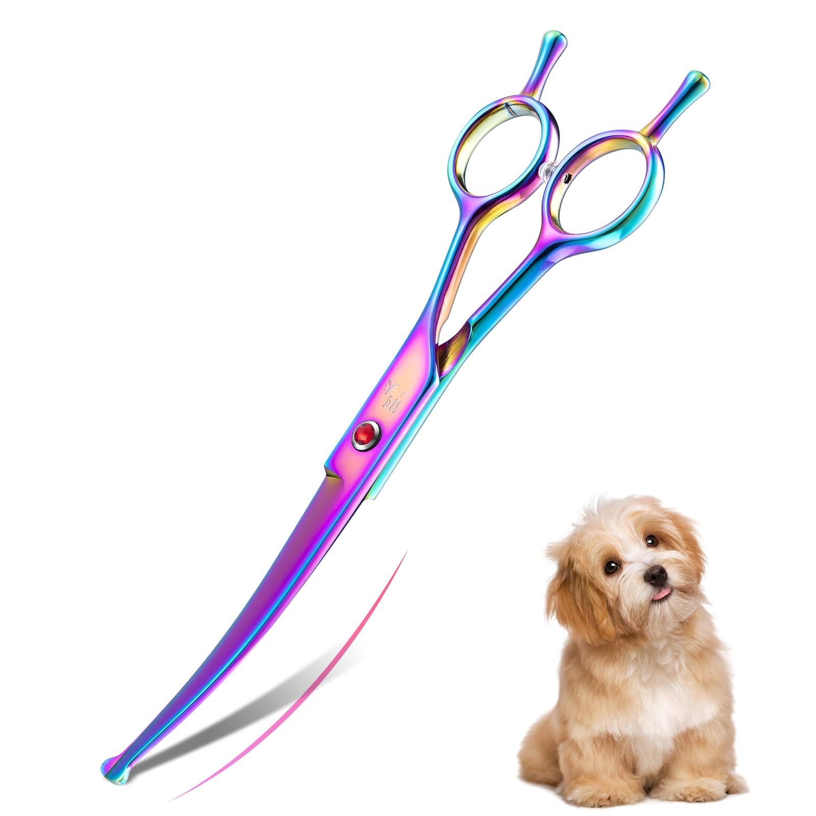 DRGSKL tijeras curvas para perros de 7 pulgadas con punta segura para uso profesional.