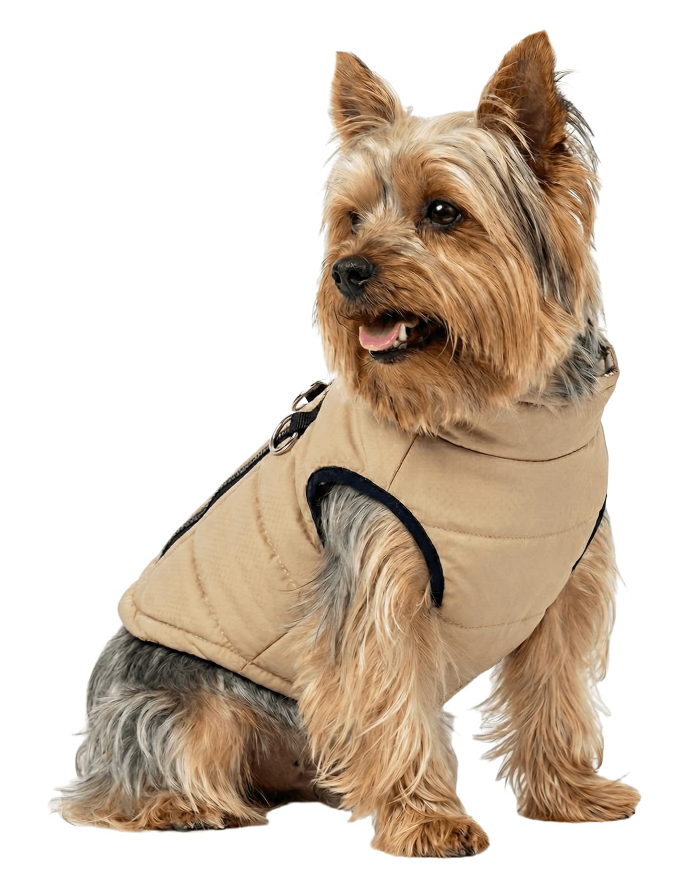 DroolingDog abrigo para perro en color caqui, ajuste cómodo para paseos fríos.