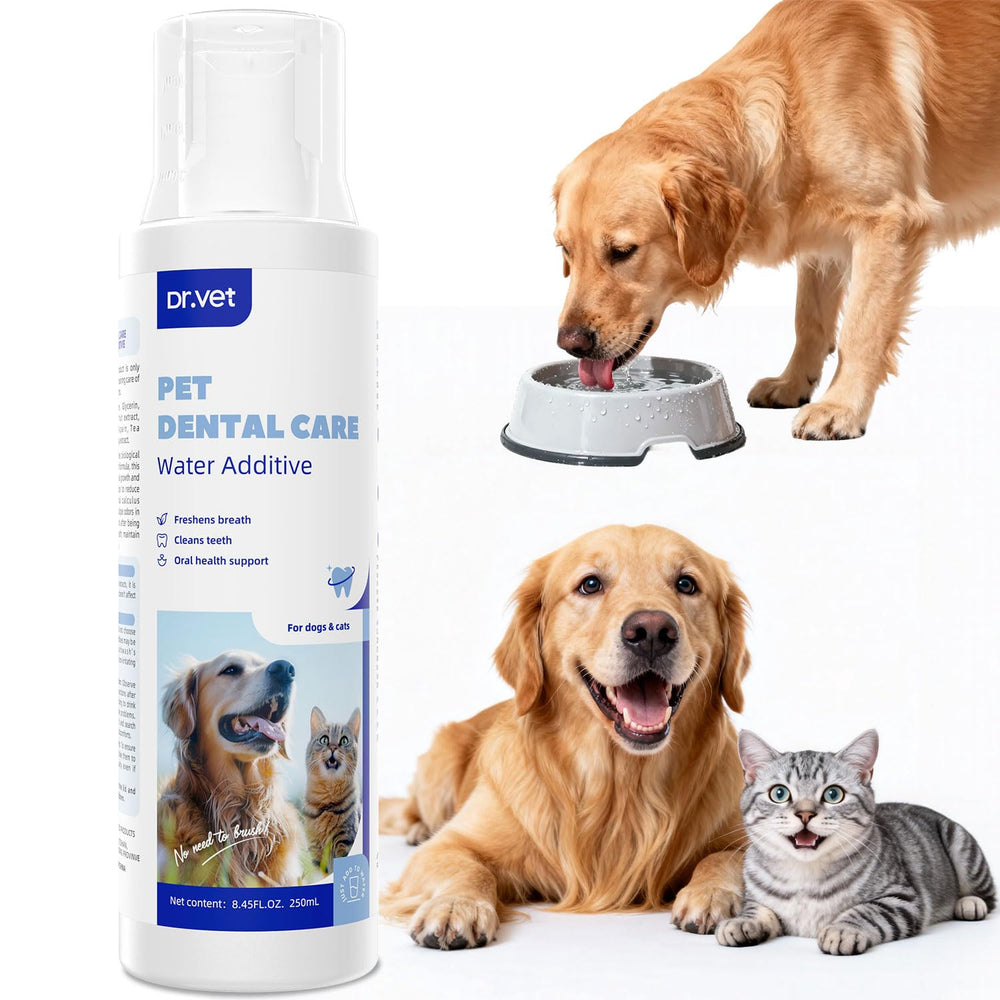 Dr Vet aliento-perro-dosis, tapa dosificadora para dosis precisa en cada bebida.