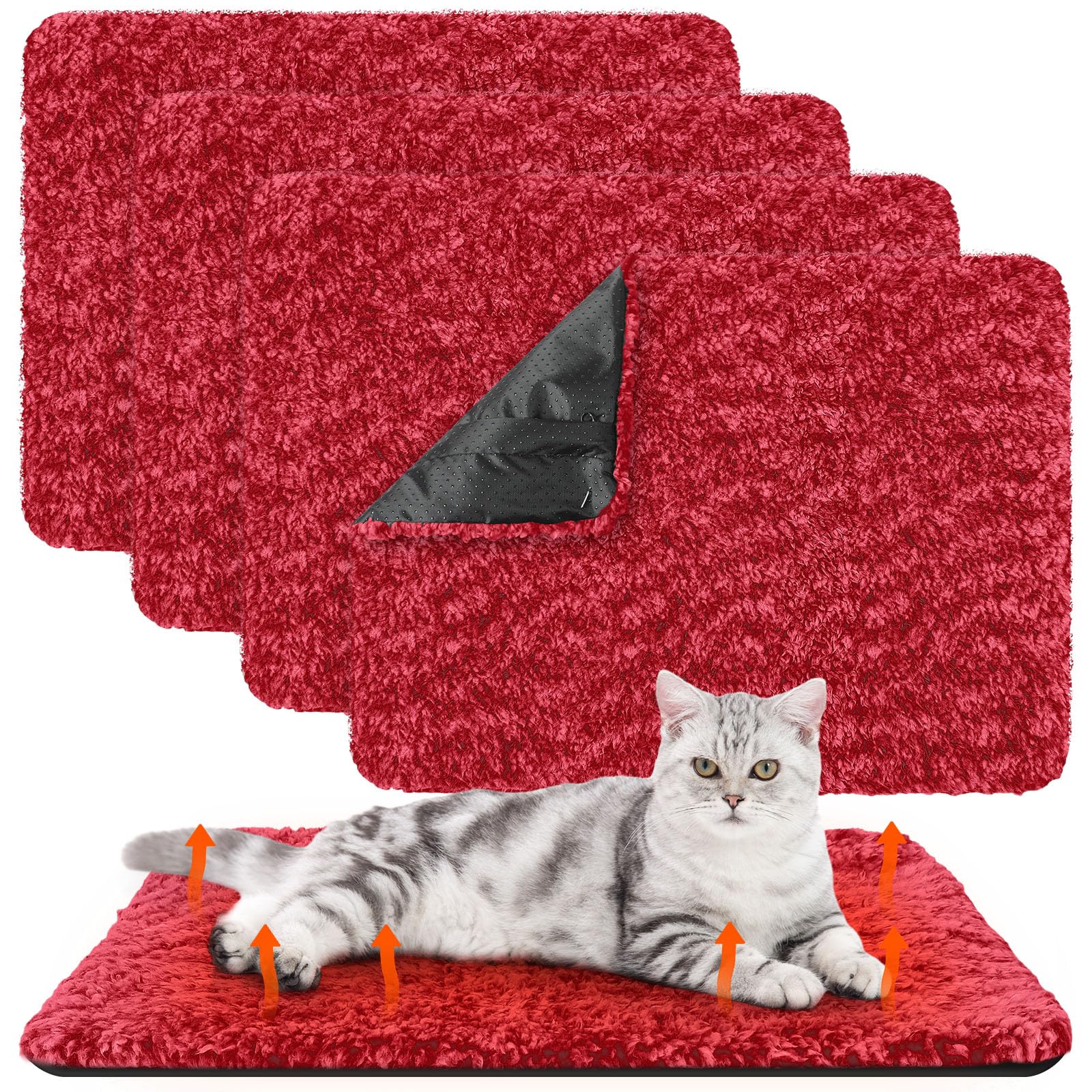 Drydiet almohadilla autocalentante para gato rojo 40x50 cm ofrece calor suave sin electricidad.