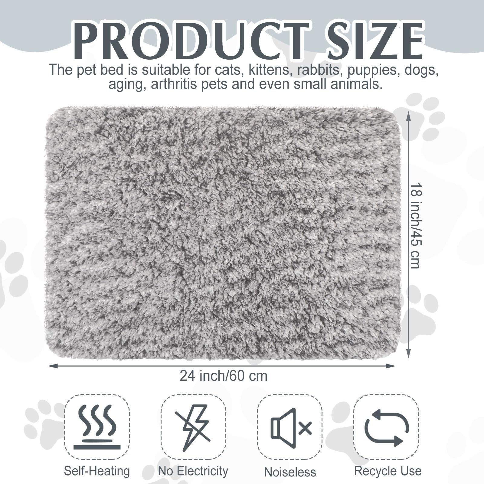 Superficie de felpa suave de Drydiet para siestas de mascotas en gris.