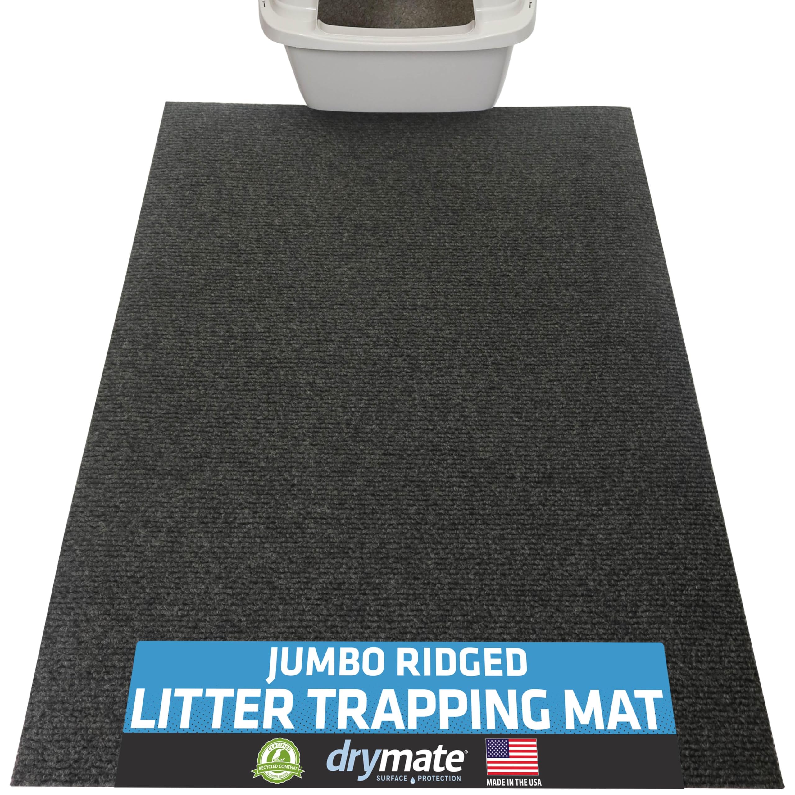 Drymate Jumbo XXL: vista frontal, atrapa arena de gato y reduce el desorden.