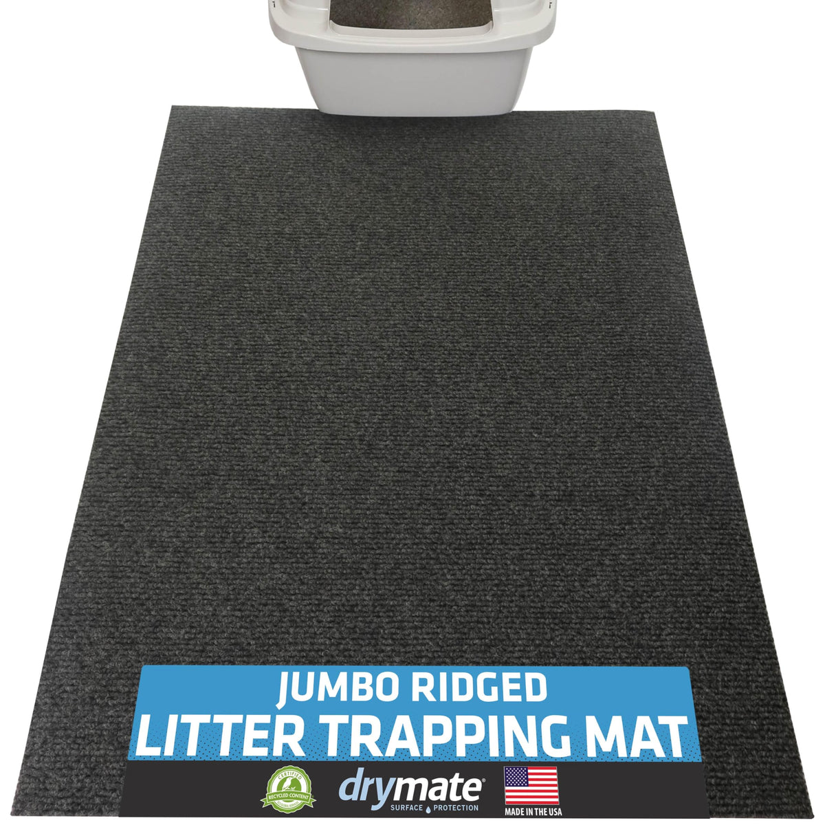 Drymate Jumbo XXL: vista frontal, atrapa arena de gato y reduce el desorden.