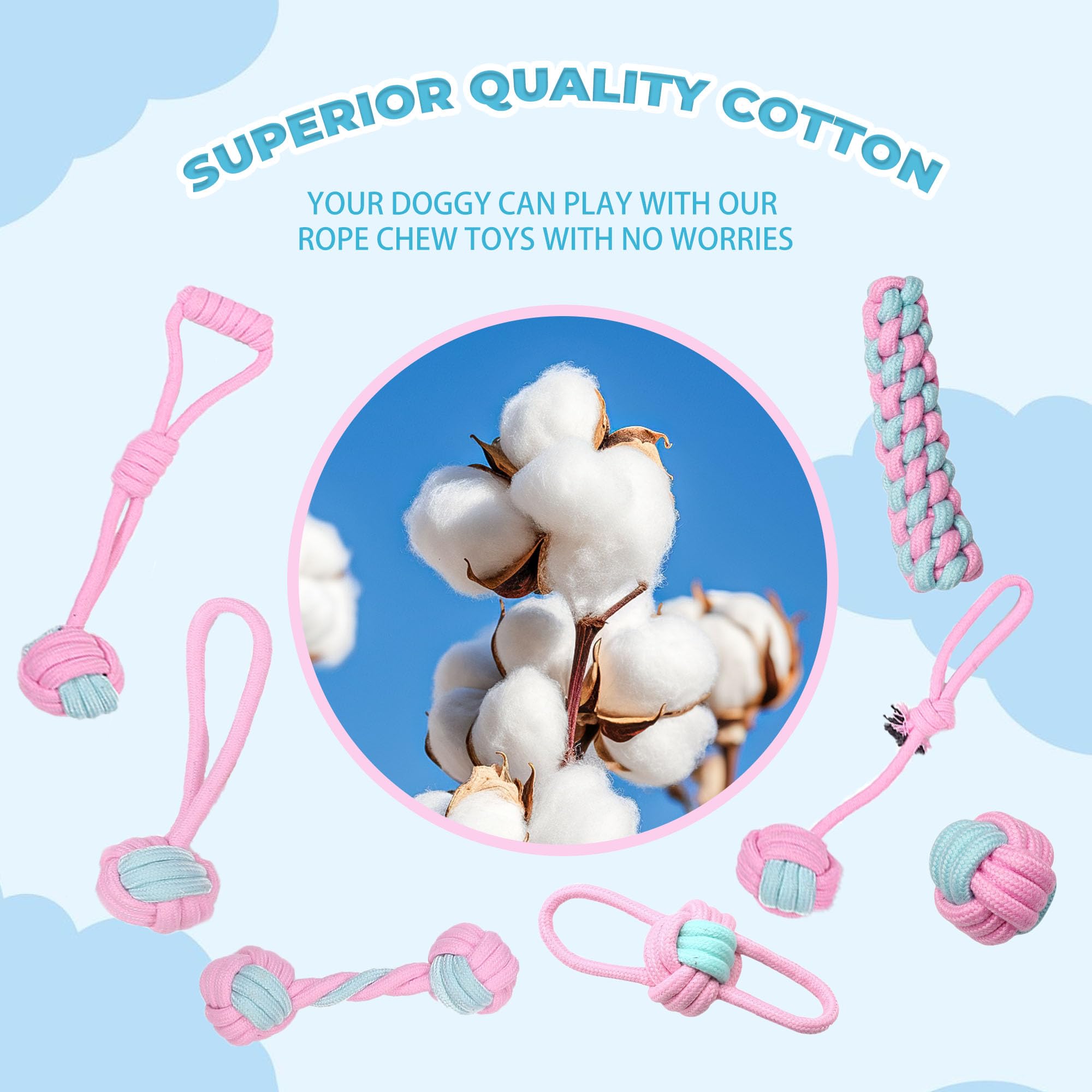 DSUMD conjunto de cuerdas rosas: ideal para tirar y morder con seguridad.