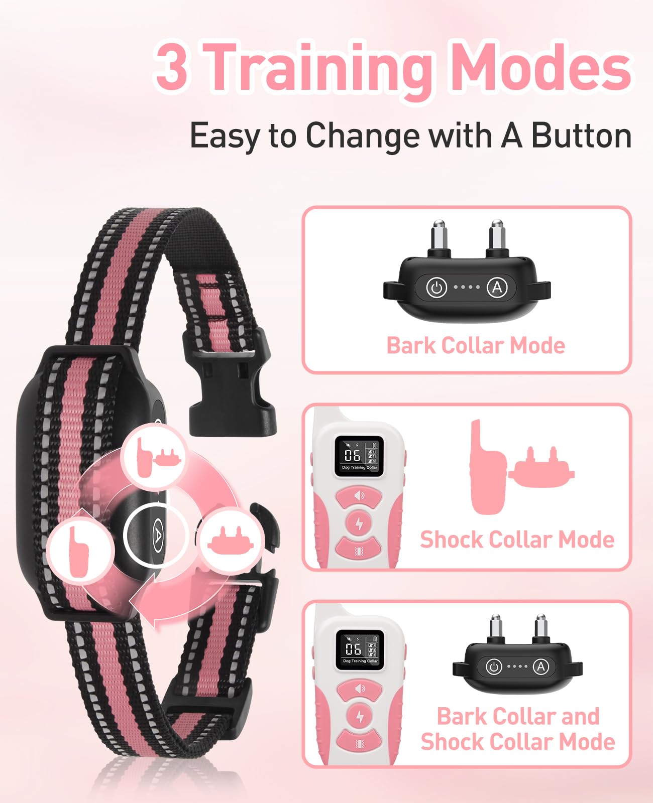DTCollar funciones Beep vibracion choque para entrenamiento versátil