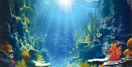 Fondo Dtekoj para acuario azul 3D que realza la naturalidad del hábitat.