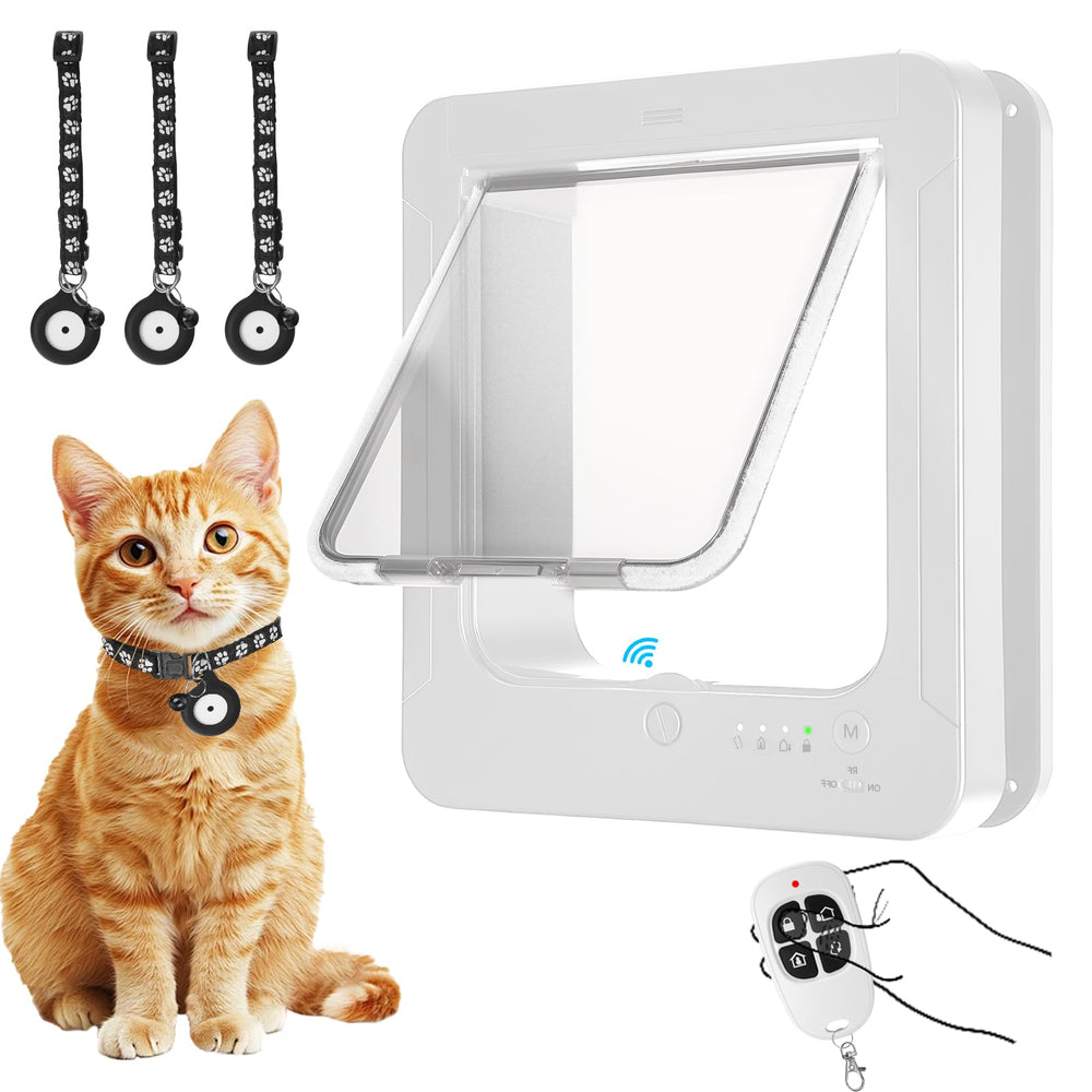 Dubcei puerta-gato inteligente con identificacion por collar, acceso seguro para tu mascota
