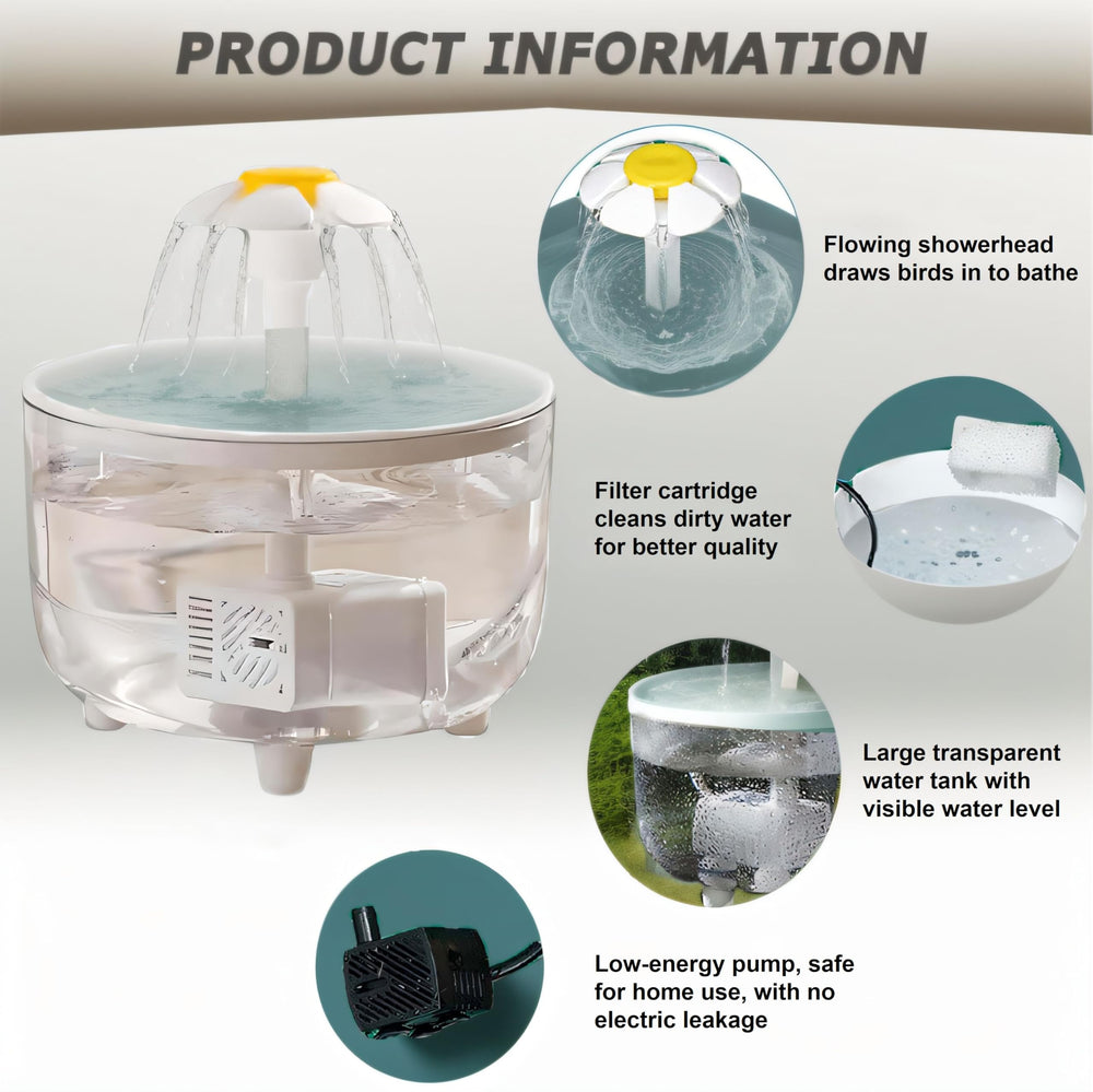 Ducha para aves con bomba - limpieza rápida y baño estimulante.