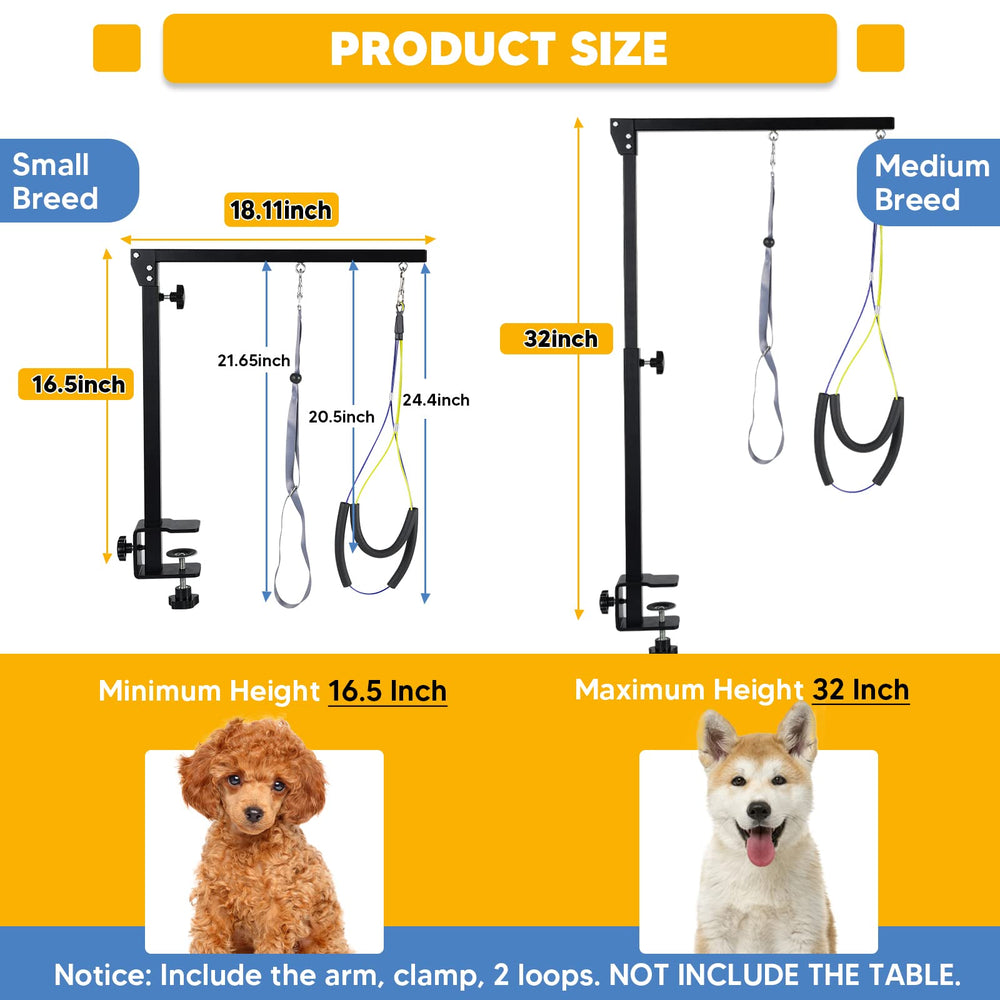 Brazo plegable de Duckygoo para grooming, fácil de guardar y transportar.
