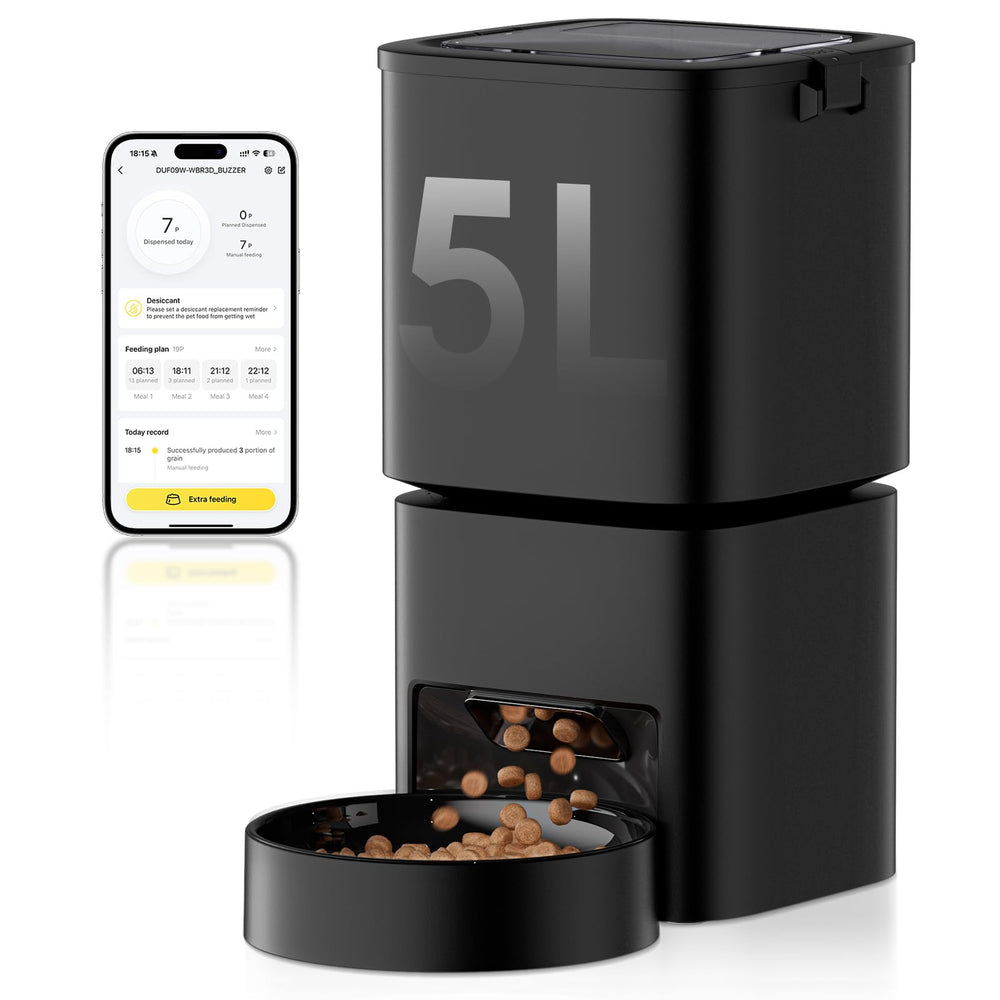 DUDUPET Dispensador automatico para gatos, 5l, ofrece porciones precisas