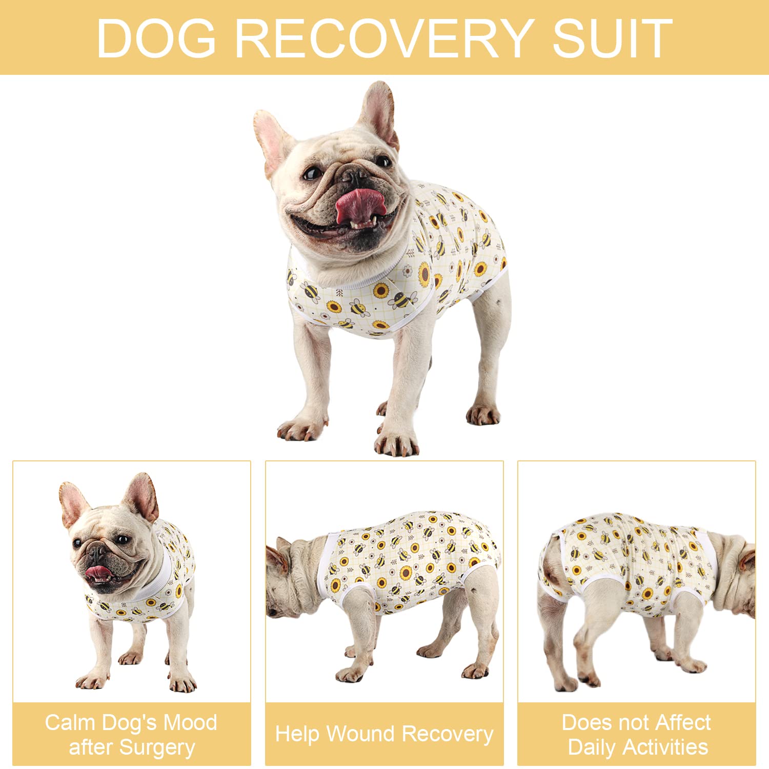 Due Felice traje recuperación para perros machos, diseño práctico y cómodo.
