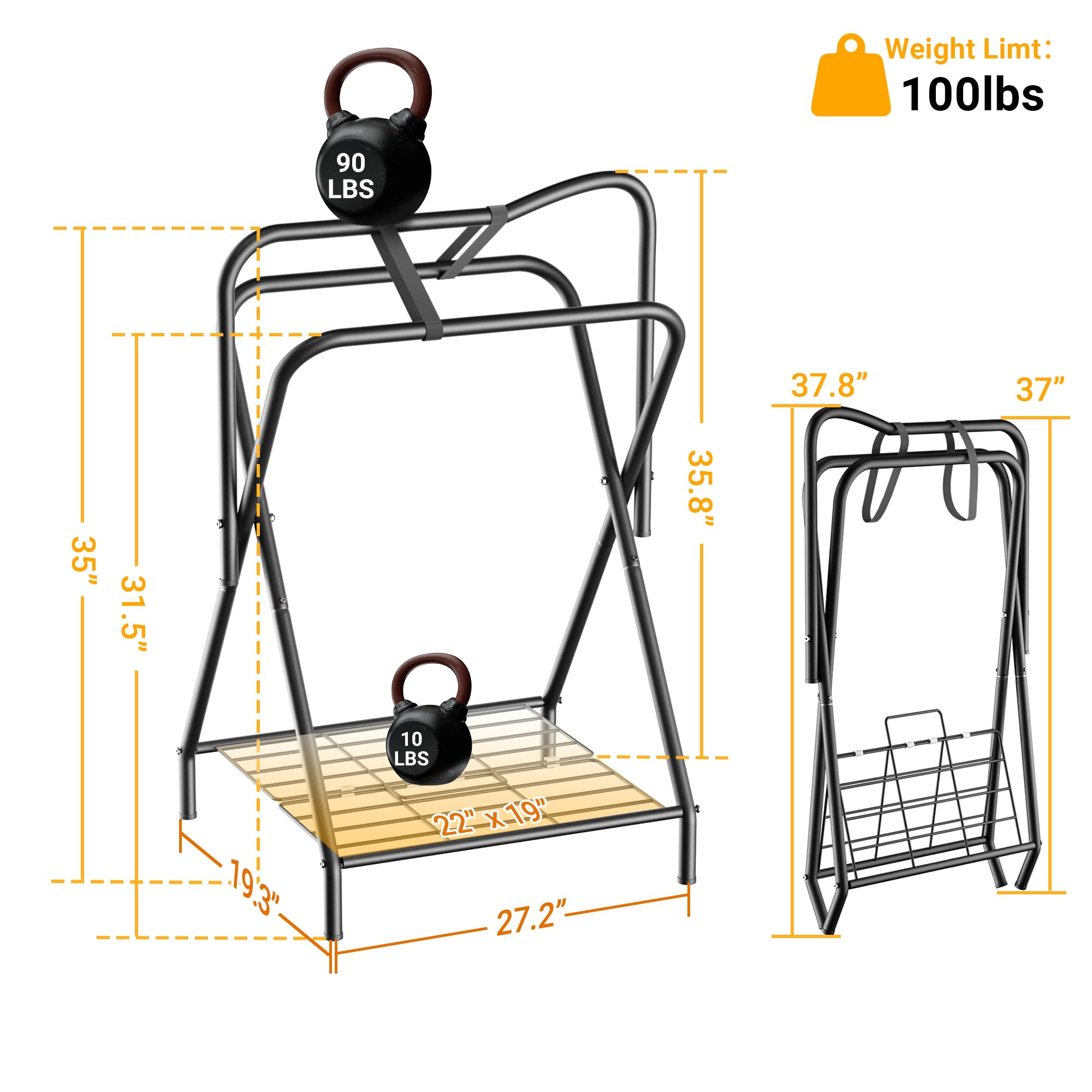 Estante Dunatou para silla de montar plegable facilita almacenamiento compacto