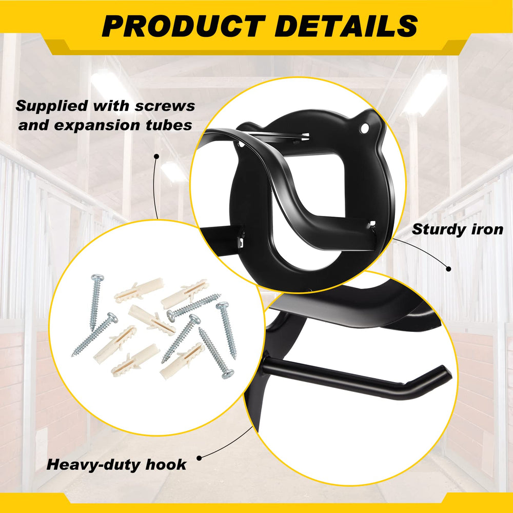Dunzy soporte metálico negro para bridas, duradero y estable.