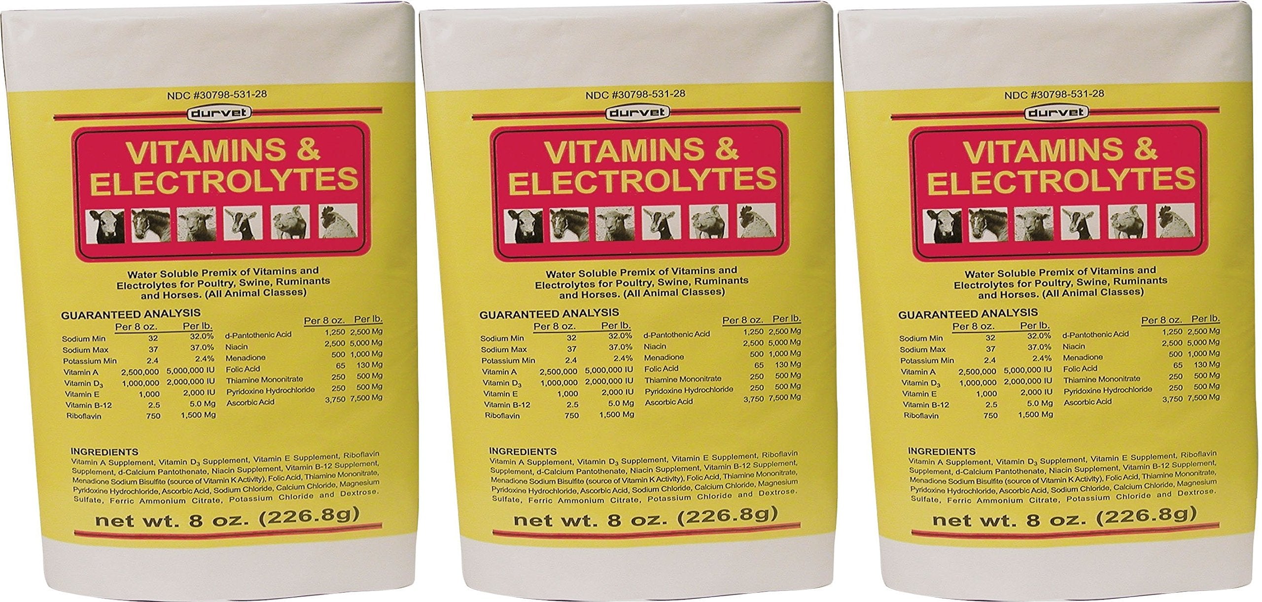 Durvet 136028 – botella de vitaminas y electrolitos de 8 onzas para hidratación de mascotas.
