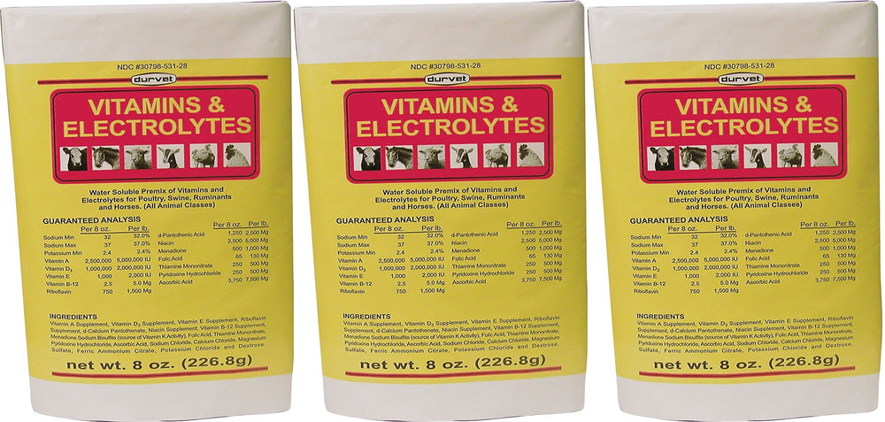 Durvet 136028 – botella de vitaminas y electrolitos de 8 onzas para hidratación de mascotas.