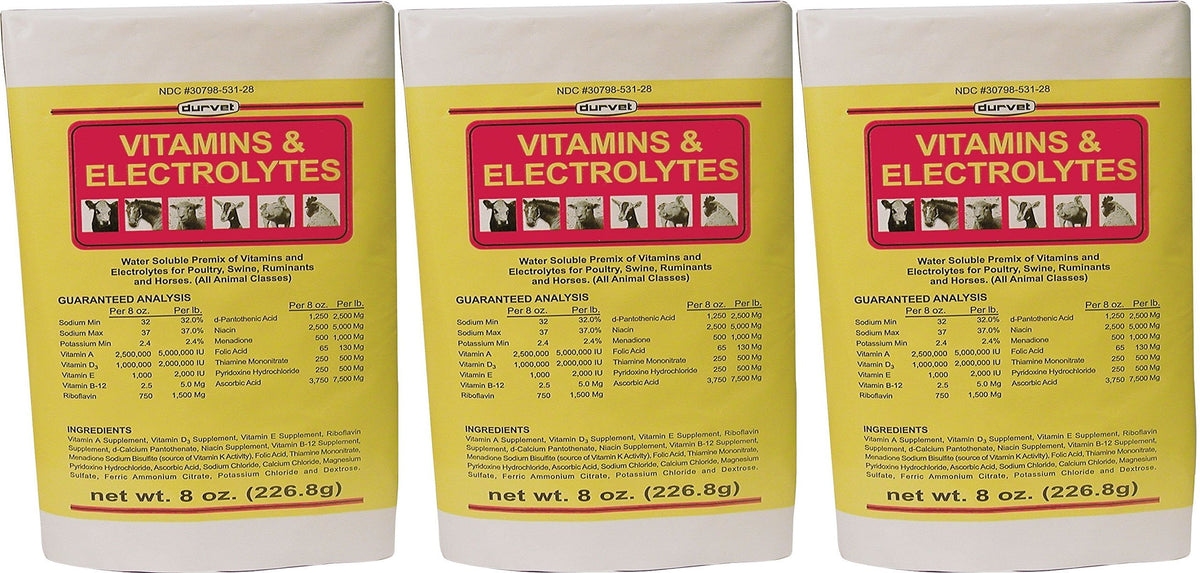 Durvet 136028 – botella de vitaminas y electrolitos de 8 onzas para hidratación de mascotas.