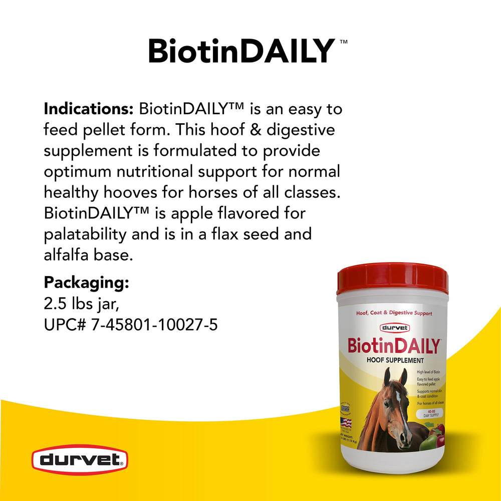 Durvet Biotin Daily promueve piel y pelaje sanos en caballos