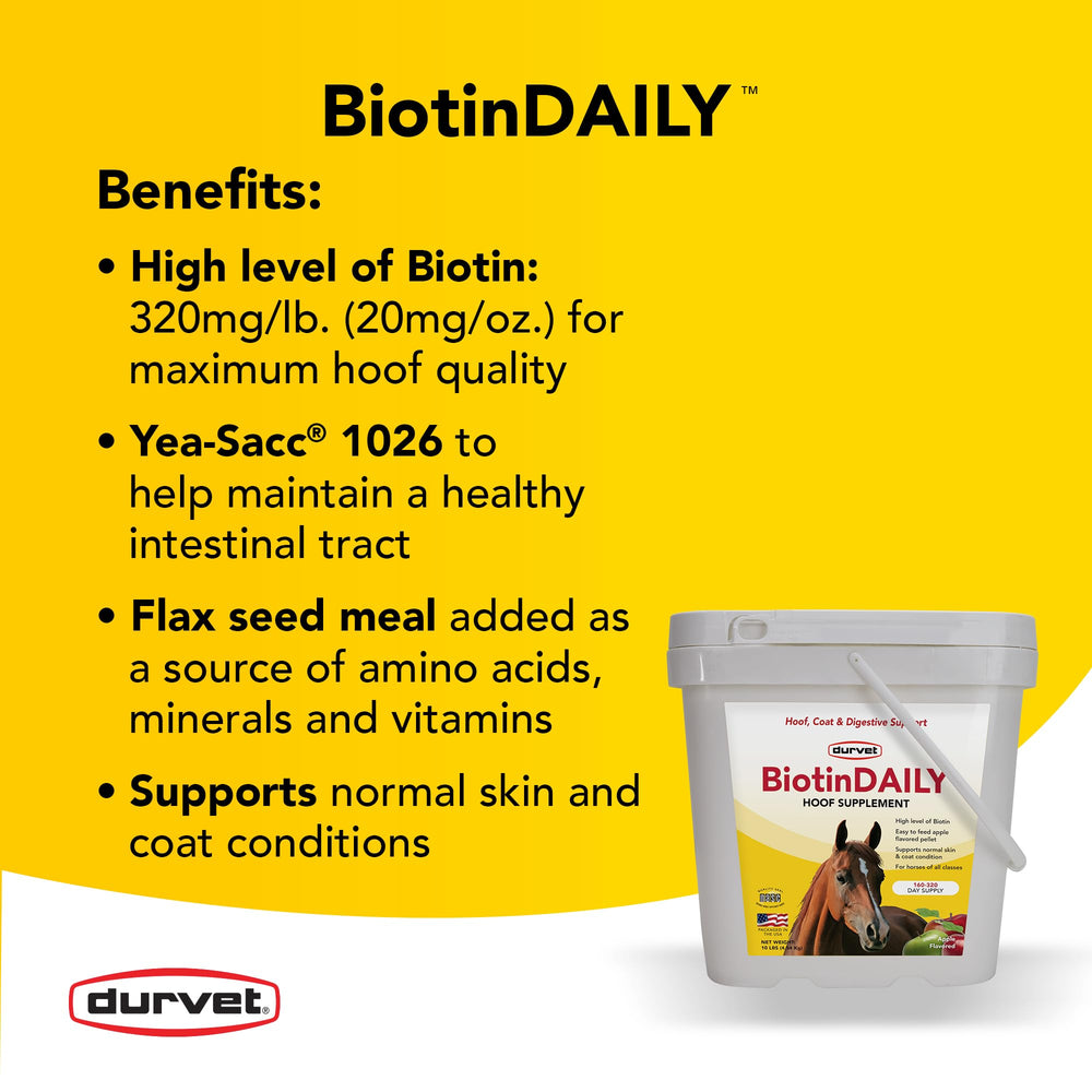 Durvet BIOTIN diario 10lb: gránulos atractivos para la ración diaria
