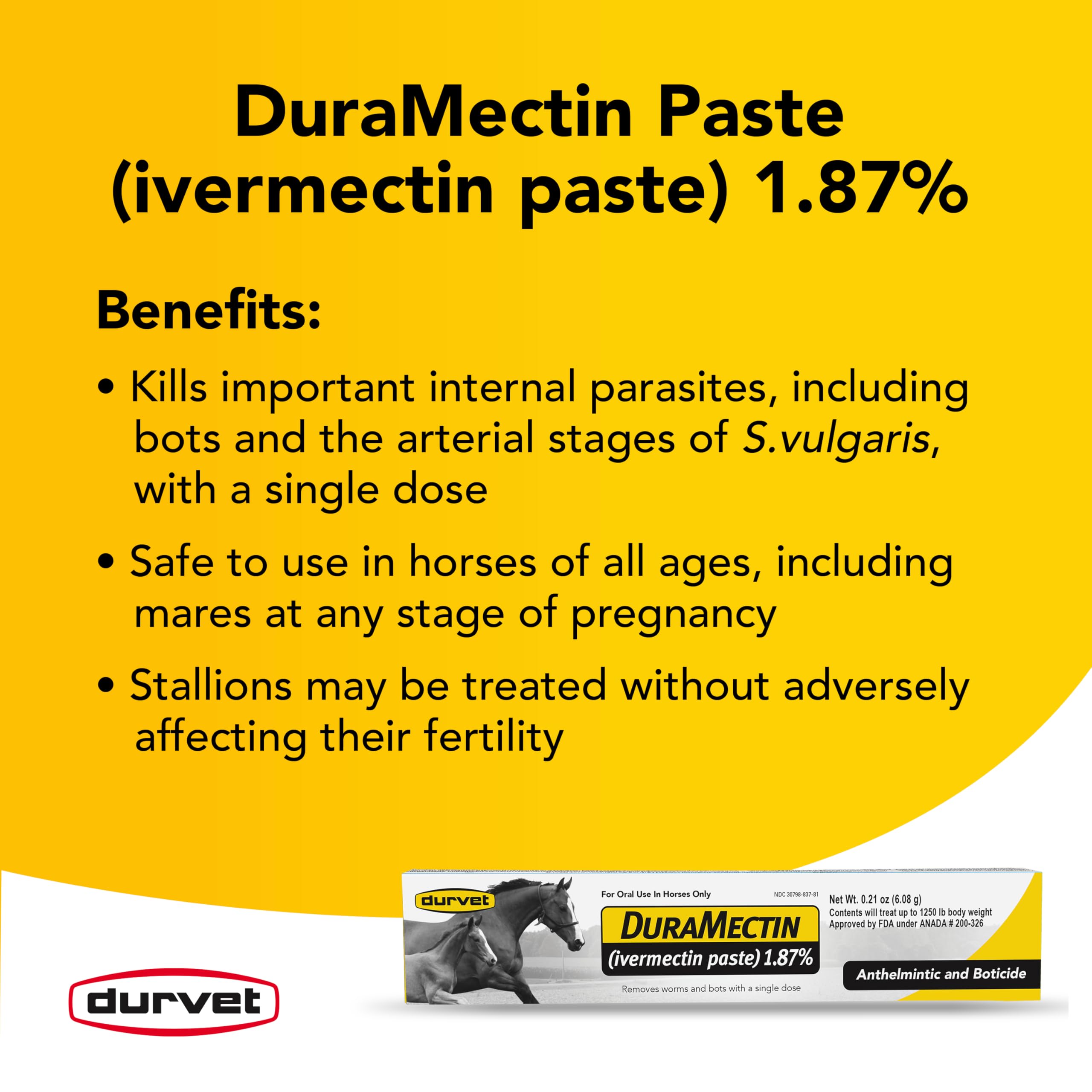 Aplicación en caballos con Durvet Duramectin Pasta para manejo de parásitos.