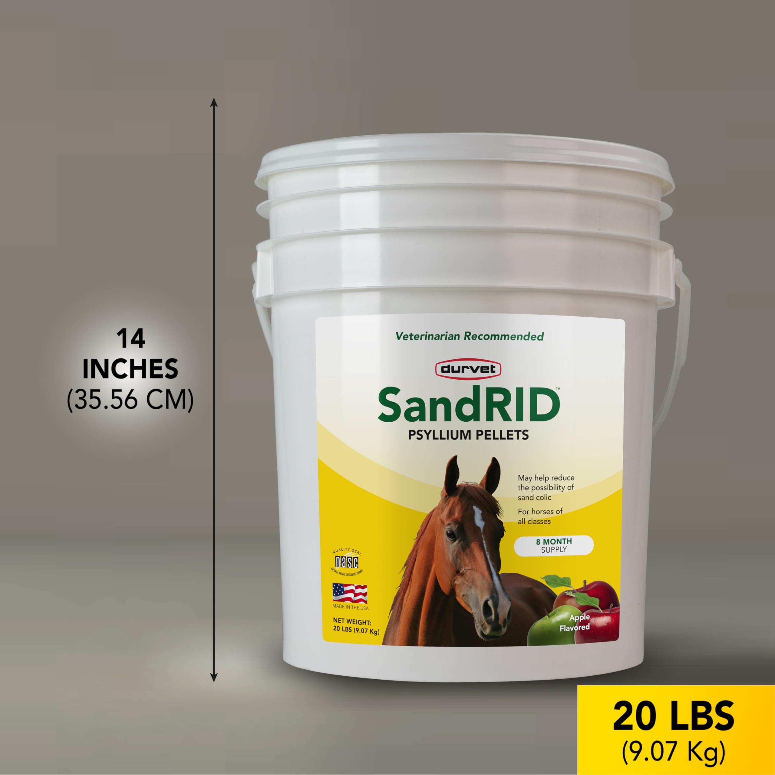 Sabor manzana-melaza de Durvet Sandrid facilita la administración a caballos.