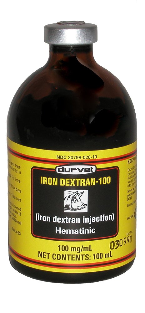 Durvet Iron Dextran, botella, apoyo para perros mayores durante el cuidado.