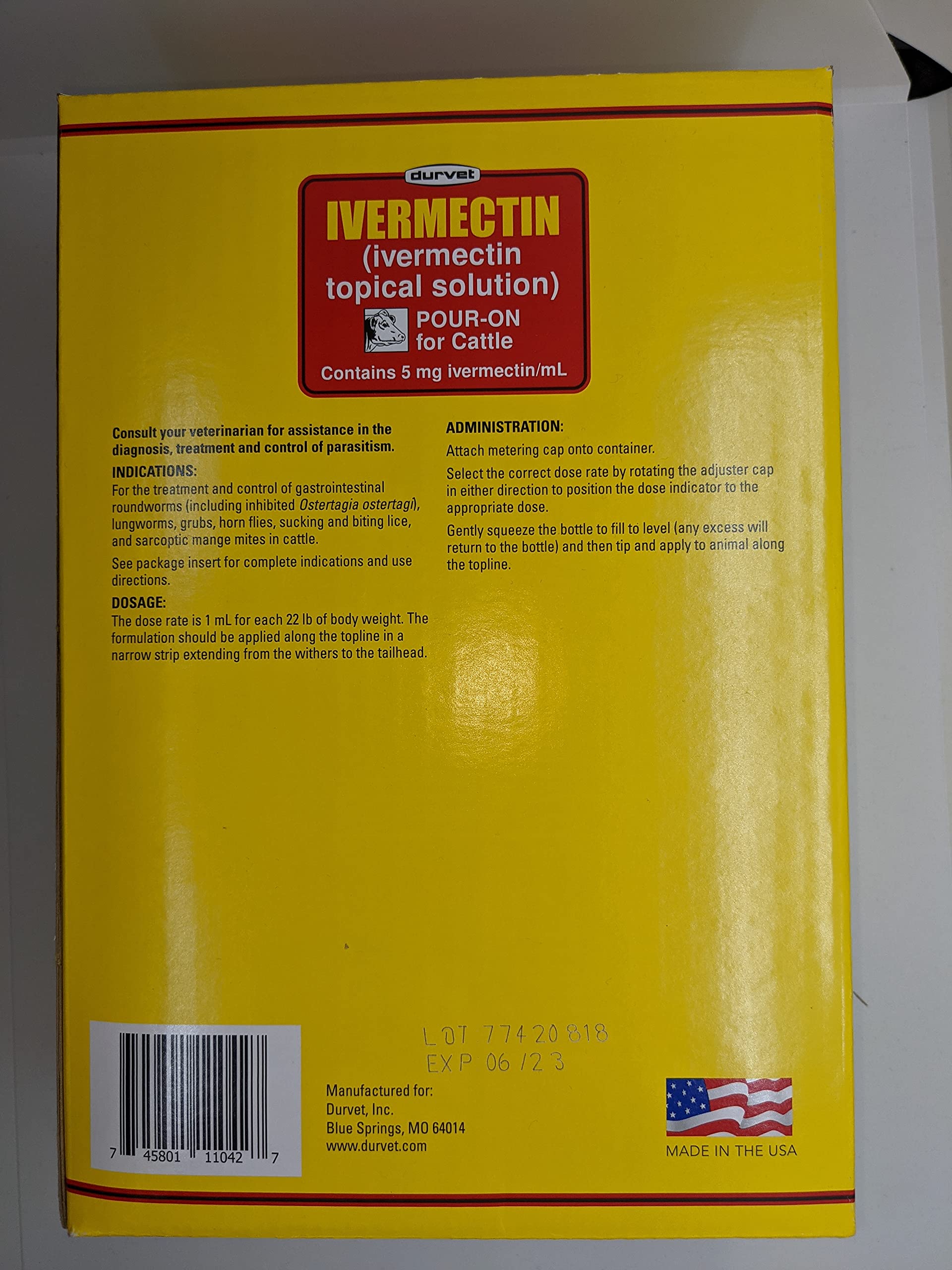 Durvet Ivermectin Pour-On: solución práctica para rutina de salud ganadera.