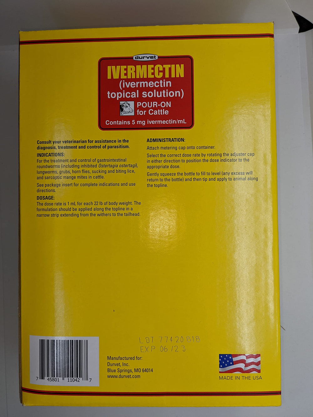 Durvet Ivermectin Pour-On: solución práctica para rutina de salud ganadera.