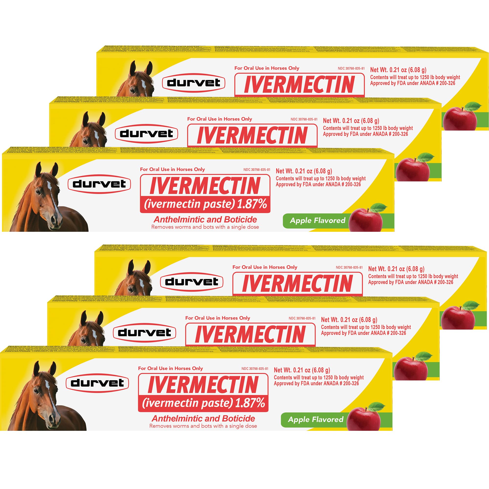 Durvet Ivermectina Paste: botella manzana para administración oral y control de parásitos.