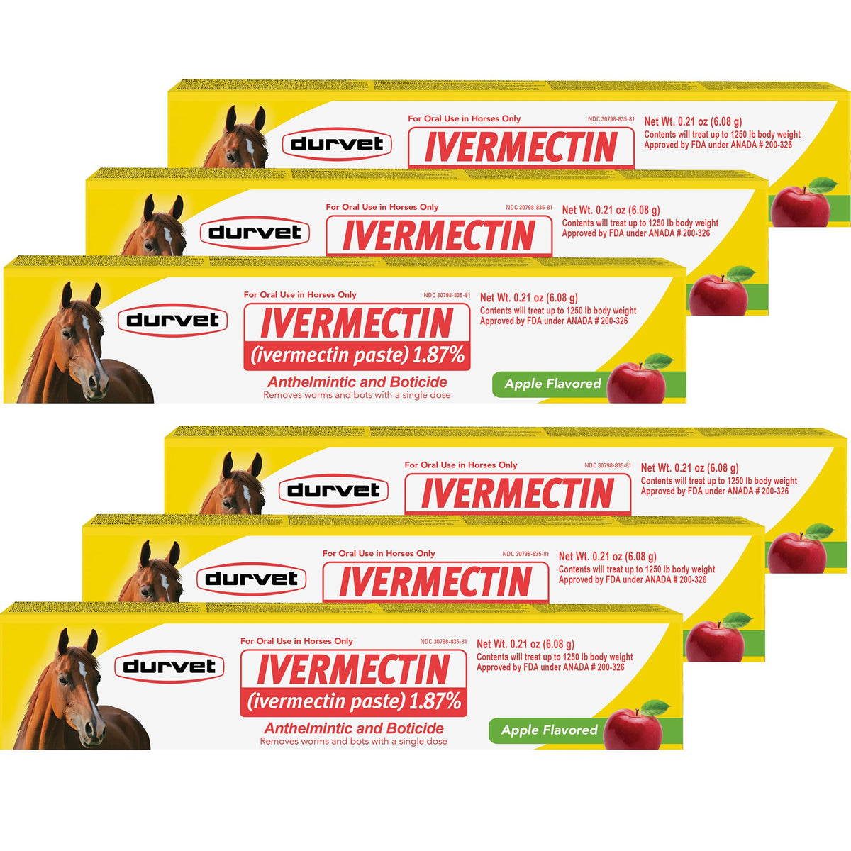 Durvet Ivermectina Paste: botella manzana para administración oral y control de parásitos.