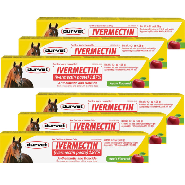 Durvet Ivermectina Paste: botella manzana para administración oral y control de parásitos.